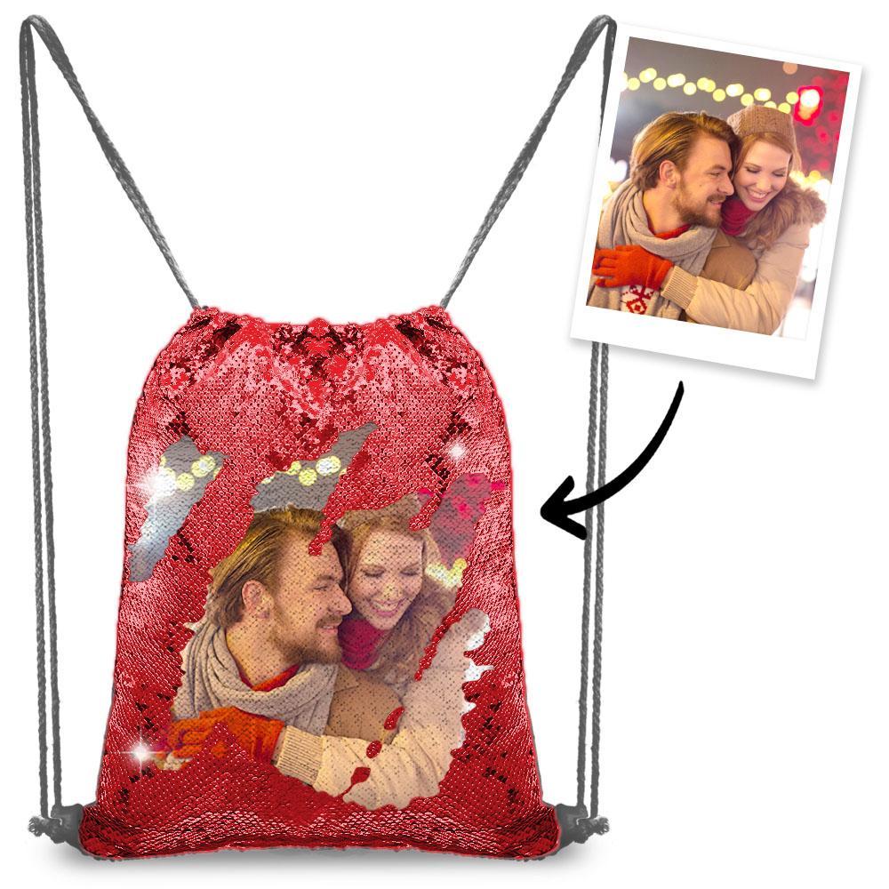 Custom Lover Photo Sequin Backpack