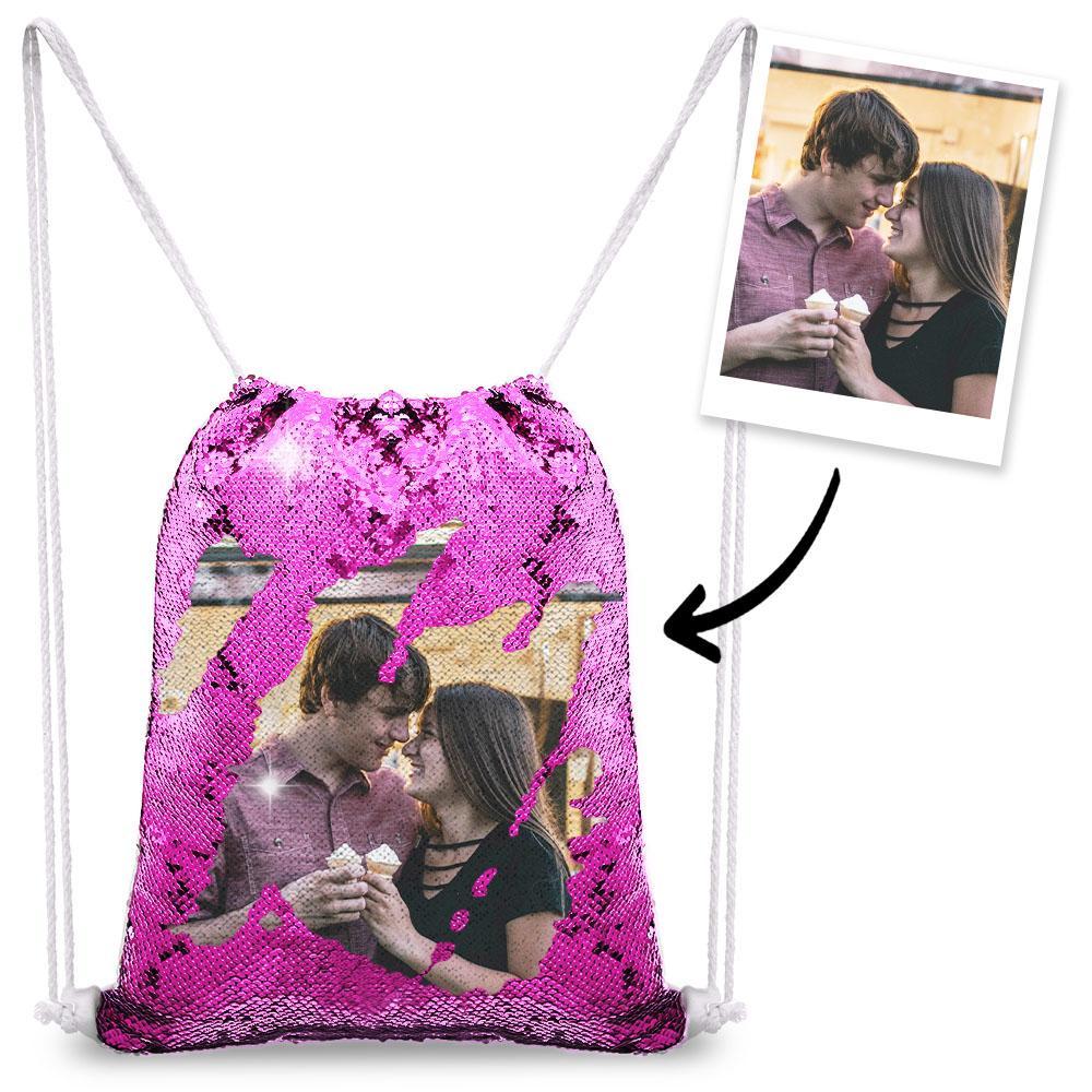 Personalized Sequin Backpack with Photo of Your Lover