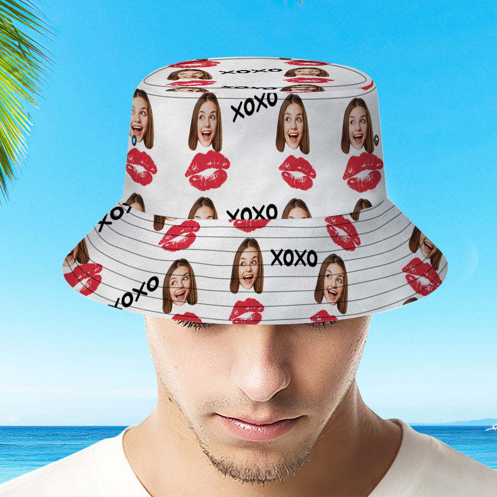 Personalized Red Lip Hawaiian Fisherman Hat Bucket Hat Valentine's Day Gift - yourphotoblanketuk