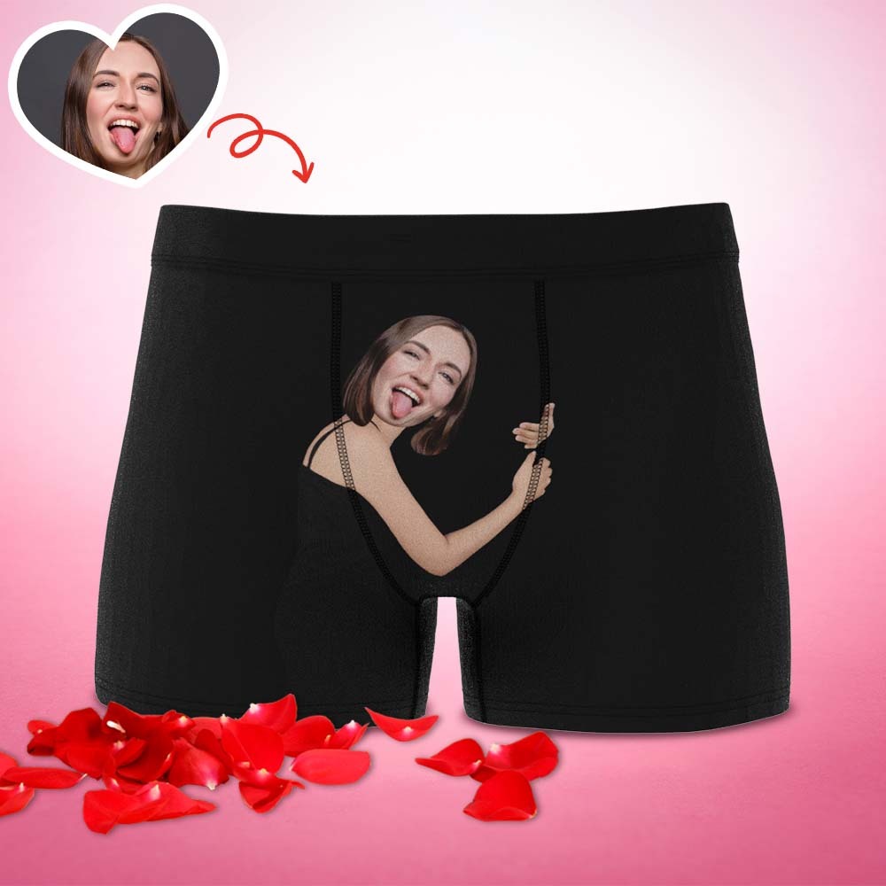 Men's Custom Face On Body Boxer Shorts Funny Face Boxer - Let Me See/ Sexy Girl/ Hot Dance/ It belongs to me/ Only I Can Ride It/ Comic Girl's Glasses/ Pick Up Skirt