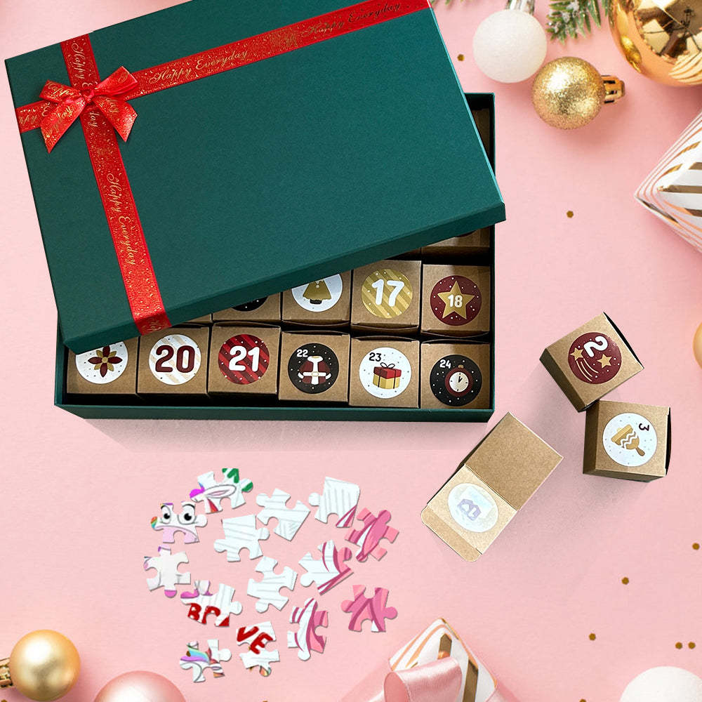 Custom Advent Calendar Christmas Jigsaw Puzzle Christmas Countdown Puzzle Toy Gift for Kids - yourphotoblanketuk