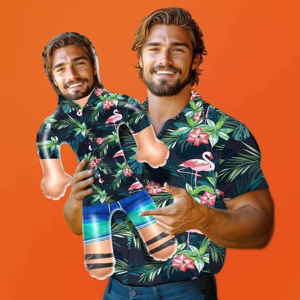 Personalized Blow Up Dolls Hawaiian Shirt Colorful Flamingo Funny Inflatable Man Printed Face for Party Favors - yourphotoblanketuk