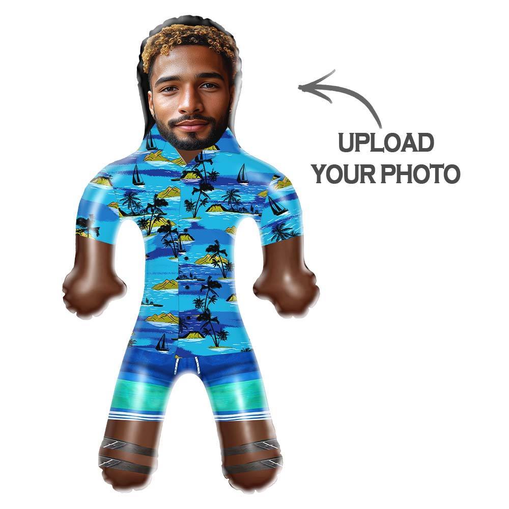 Personalized Blow Up Dolls Hawaiian Shirt Flowers and Leaves Funny Inflatable Man Printed Face for Party Favors - yourphotoblanketuk