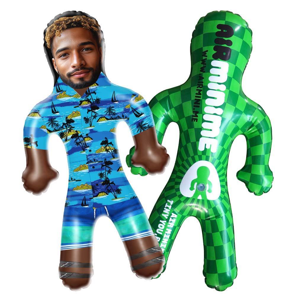 Personalized Blow Up Dolls Hawaiian Shirt Flowers and Leaves Funny Inflatable Man Printed Face for Party Favors - yourphotoblanketuk