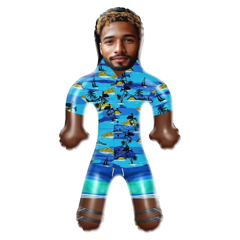 Personalized Blow Up Dolls Hawaiian Shirt Flowers and Leaves Funny Inflatable Man Printed Face for Party Favors - yourphotoblanketuk