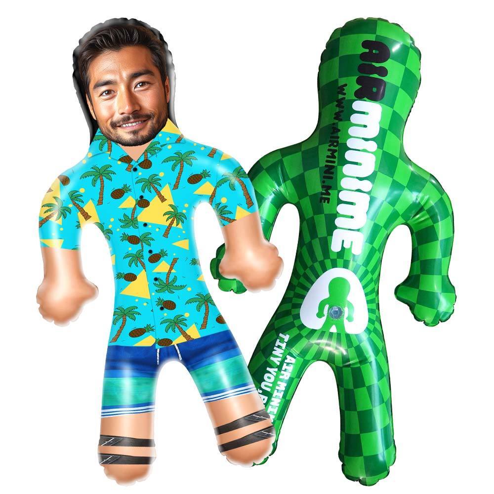 Personalized Blow Up Dolls Hawaiian Shirt Coconut Tree and Pineapple Funny Inflatable Man Printed Face for Party Favors - yourphotoblanketuk
