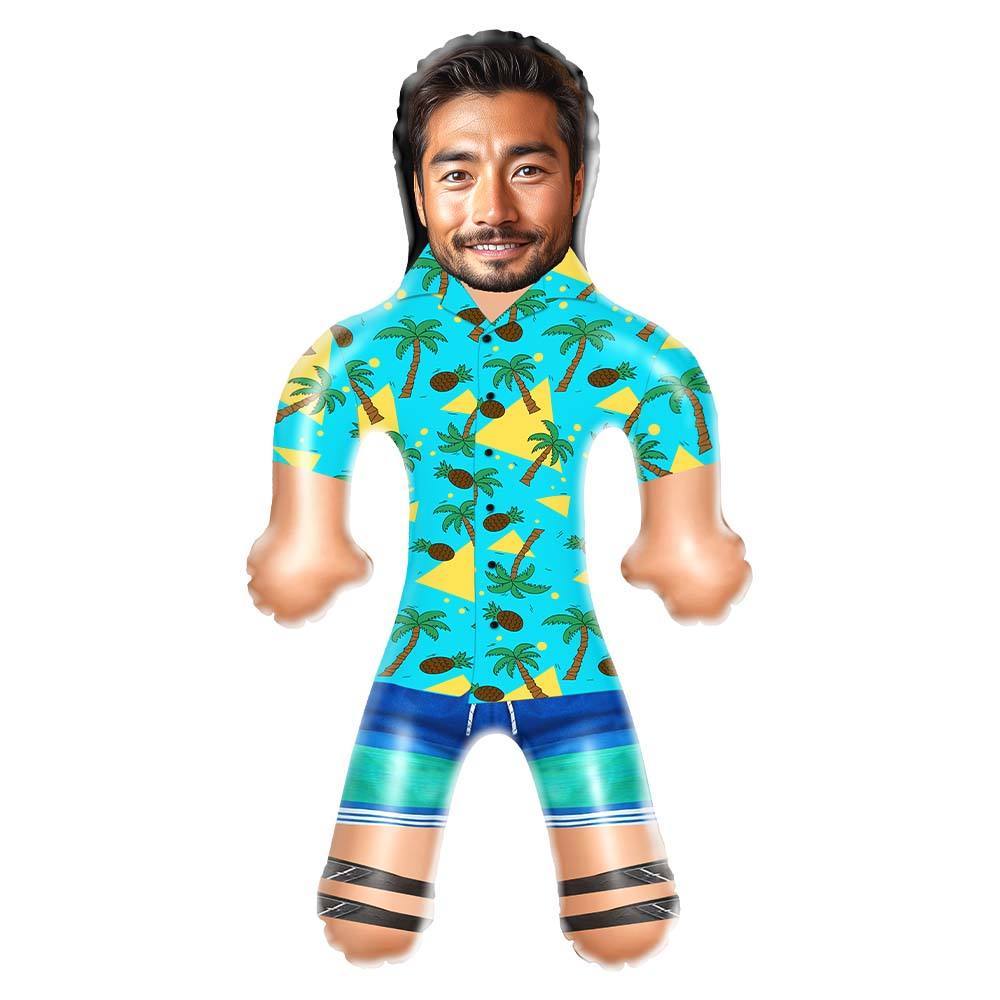 Personalized Blow Up Dolls Hawaiian Shirt Coconut Tree and Pineapple Funny Inflatable Man Printed Face for Party Favors - yourphotoblanketuk