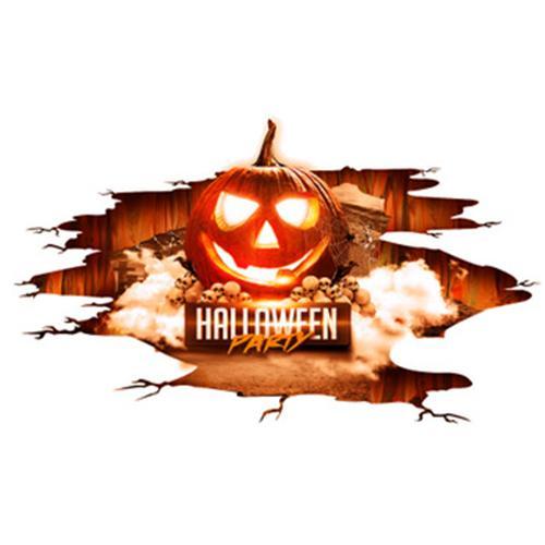 Halloween Sticker Red Flame Pumpkin Lamp Sticker Environmental Protection Wall Ground Sticker