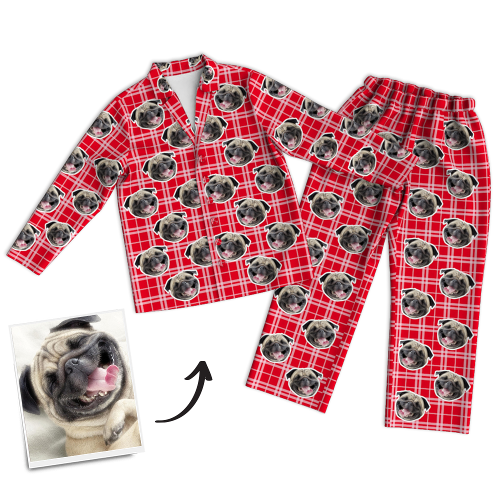 Custom Photo Long Sleeve Pajamas Sleepwear Nightwear, Lounge Wear