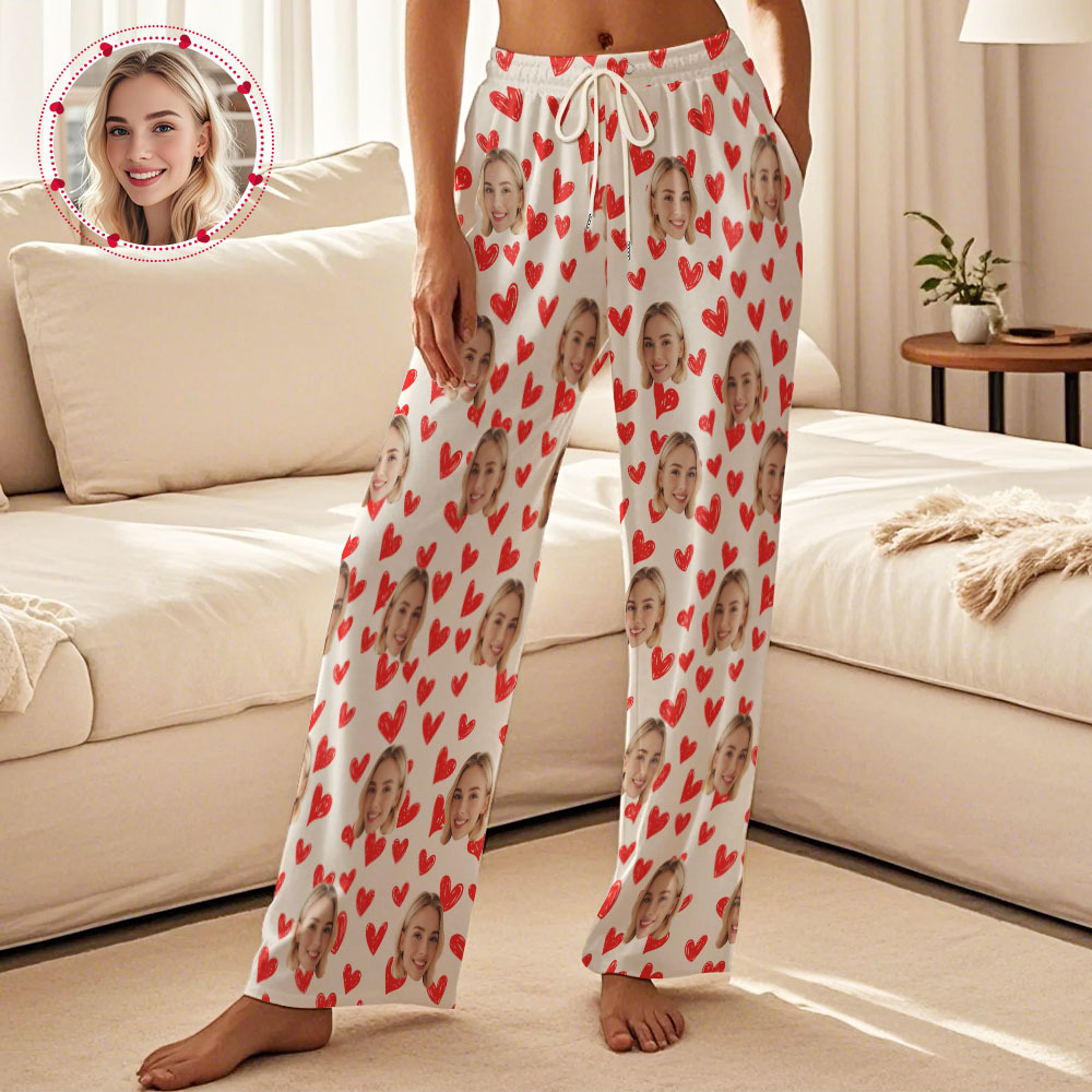 Custom Multiple Hearts Pajama Pants Personalized Trousers Sleepwear Couple Pajamas Pants - yourphotoblanketuk