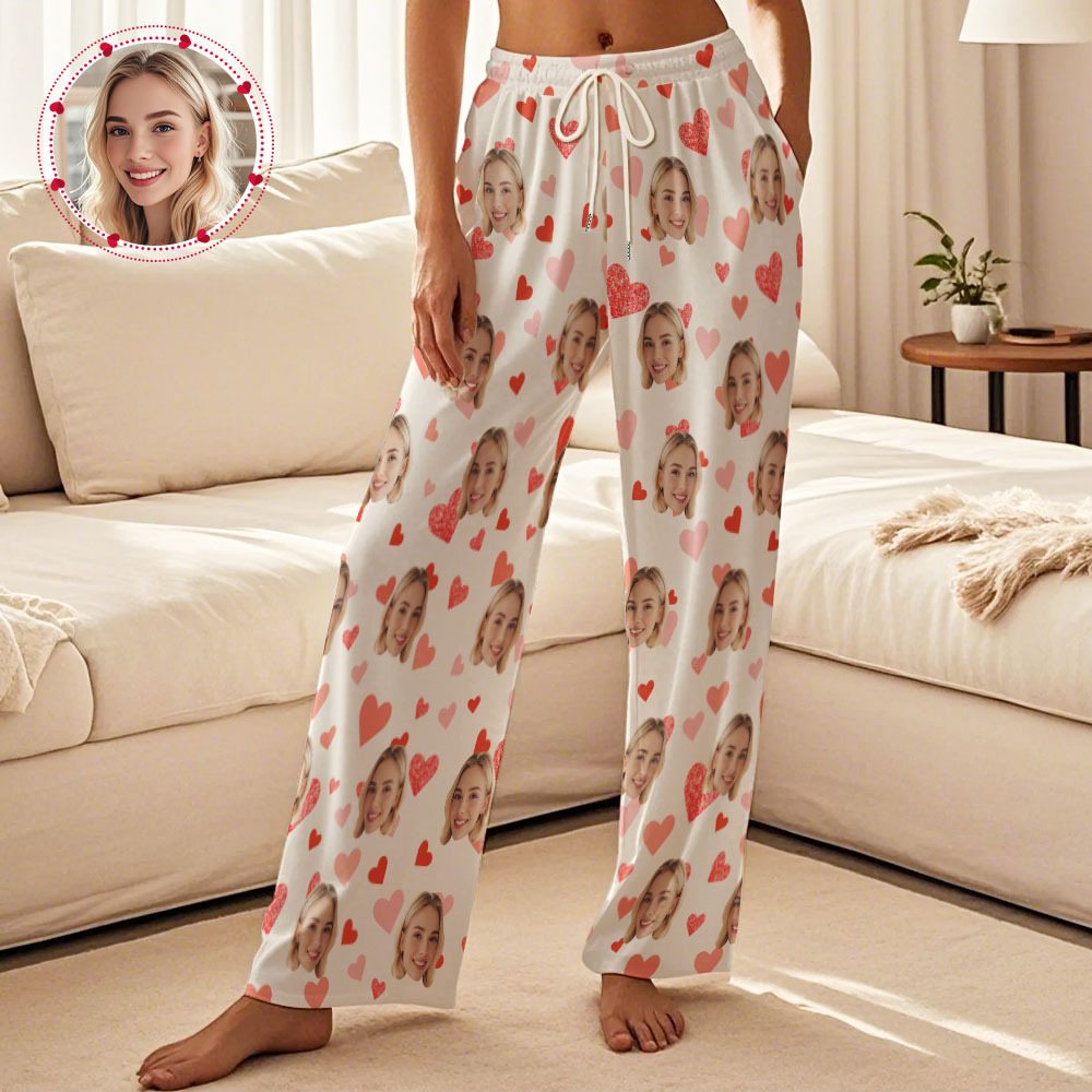 Custom Multiple Hearts Pajama Pants Personalized Trousers Sleepwear Couple Pajamas Pants - yourphotoblanketuk