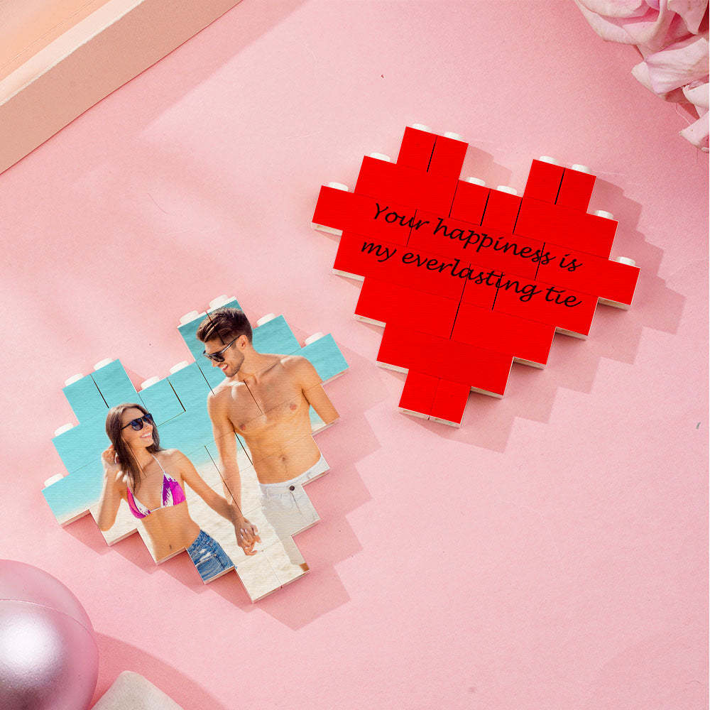 Custom Music Code Building Brick Personalized Photo Block Heart Shape Valentine's Day Gifts - yourphotoblanketuk