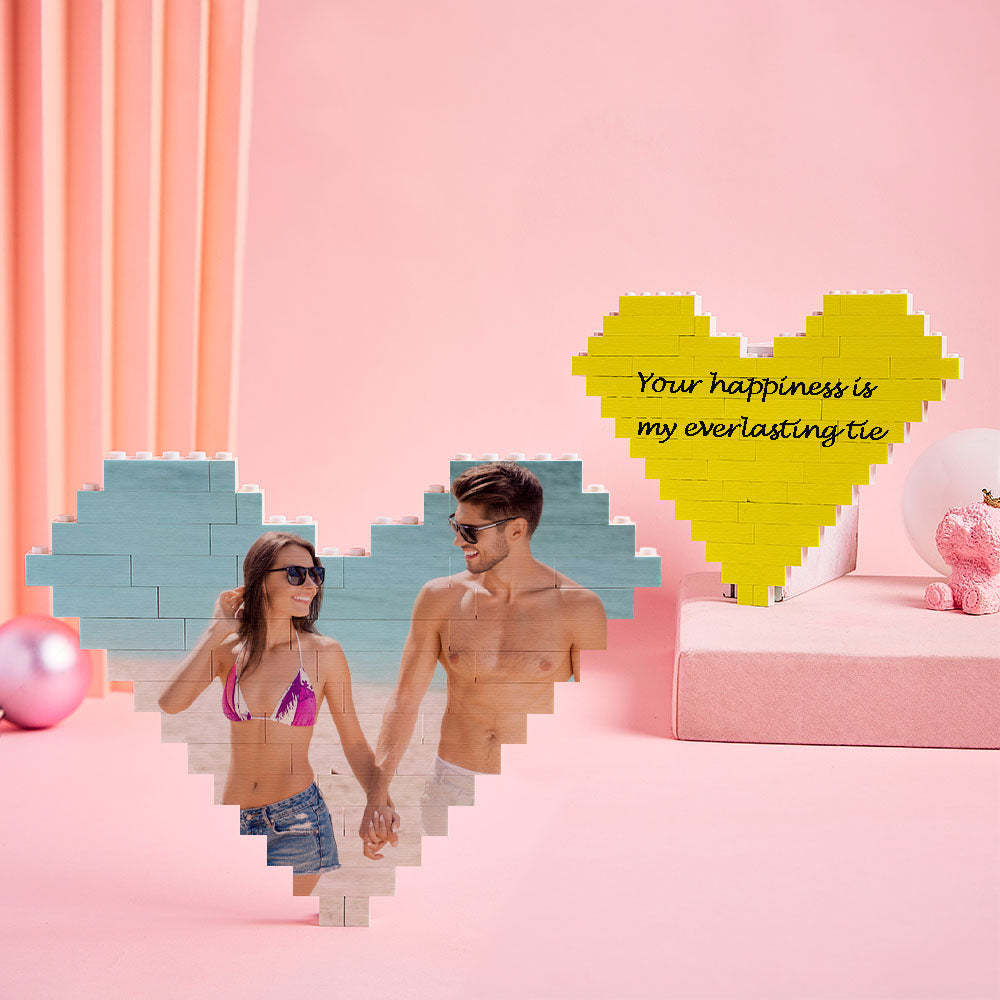 Custom Music Code Building Brick Personalized Photo Block Heart Shape Valentine's Day Gifts - yourphotoblanketuk