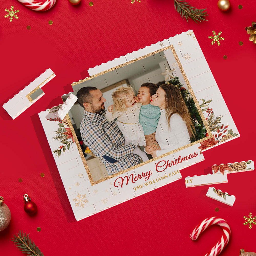 Custom Building Block Puzzle Personalized Horizontal Trio Photo Brick Christmas Gift for Family - Yourphotoblanket