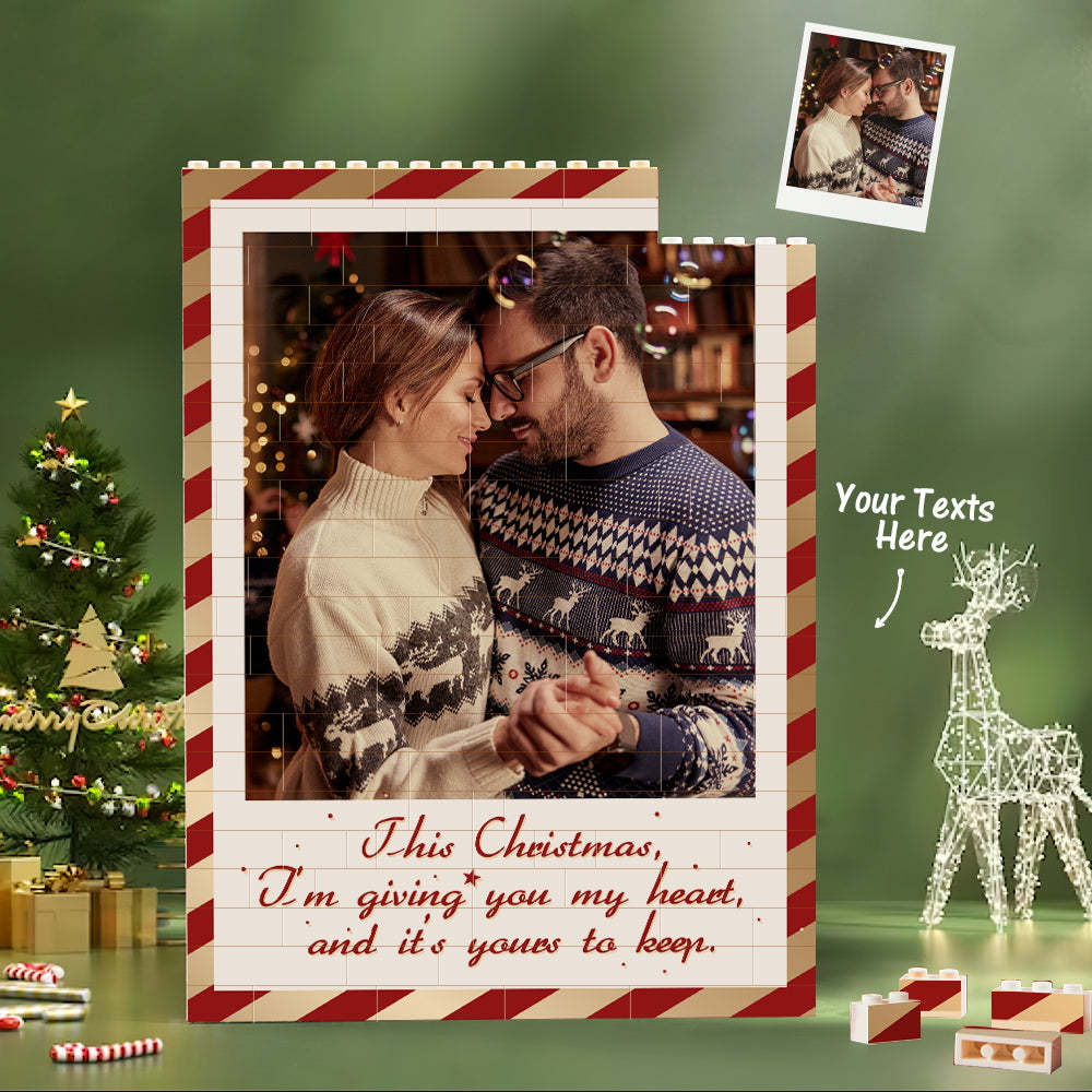 Custom Building Block Puzzle Personalized Vertical Building Photo Bricks Christmas Gift for Couple - Yourphotoblanket