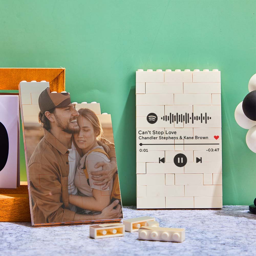 Personalized Brick Rectangle Building Photo Block Music Code Custom Text Frame - Yourphotoblanket