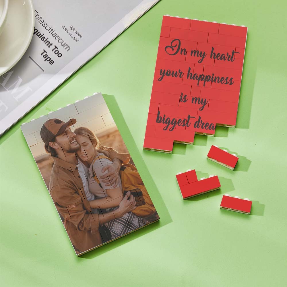 Personalized Brick Rectangle Building Photo Block Music Code Custom Text Frame Valentine's Day Gifts - yourphotoblanketuk
