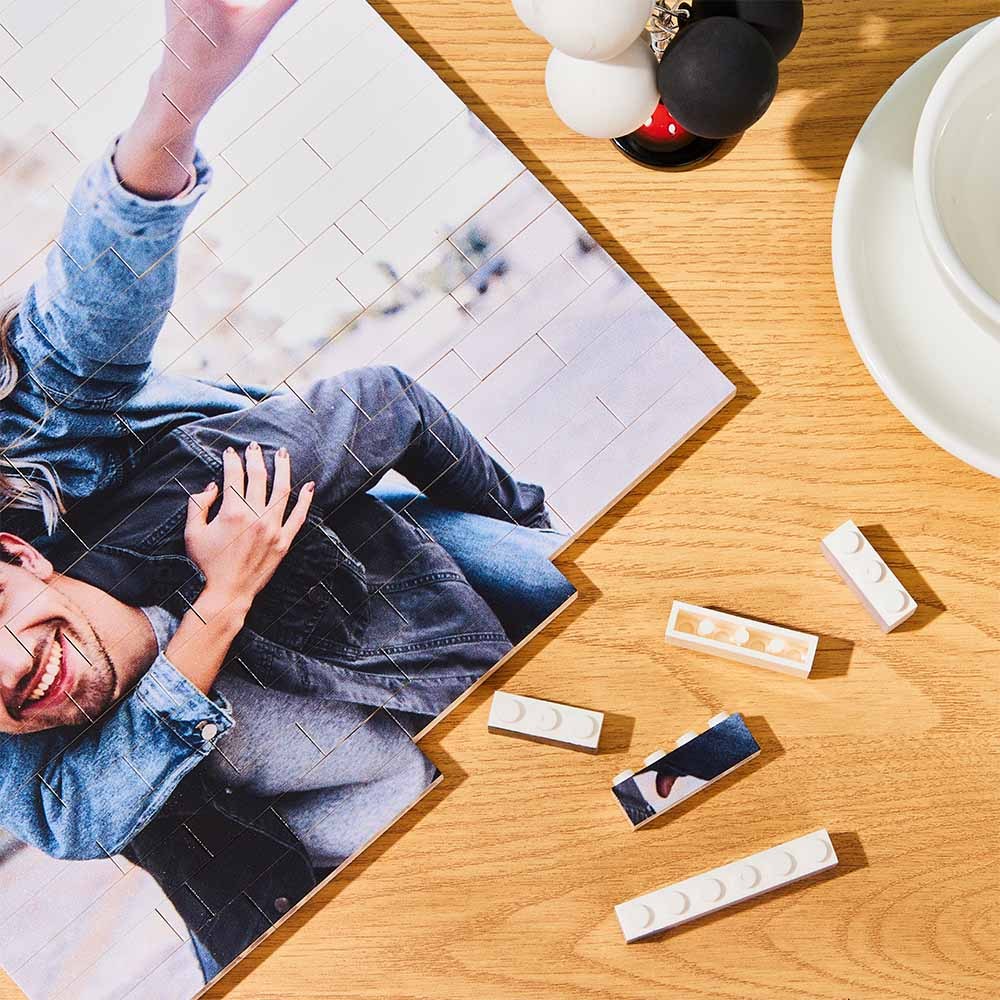 Personalized Photo Building Brick Square Photo Block Music Code Custom Text Frame Valentine's Day Gifts - yourphotoblanketuk