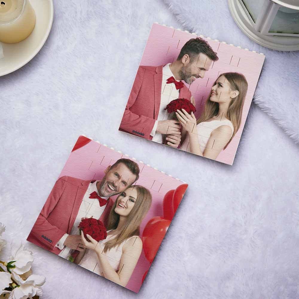 Personalized Photo Building Brick Square Photo Block Music Code Custom Text Frame Valentine's Day Gifts - yourphotoblanketuk