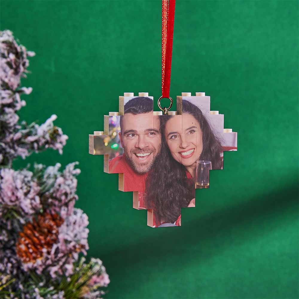 Christmas Ornament Personalized Building Brick Custom Music Code Heart Photo Block - Yourphotoblanket