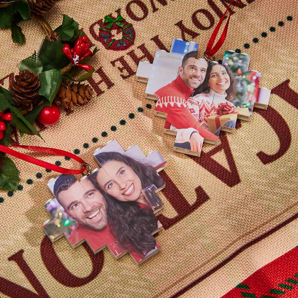 Christmas Ornament Personalized Building Brick Custom Music Code Heart Photo Block - Yourphotoblanket