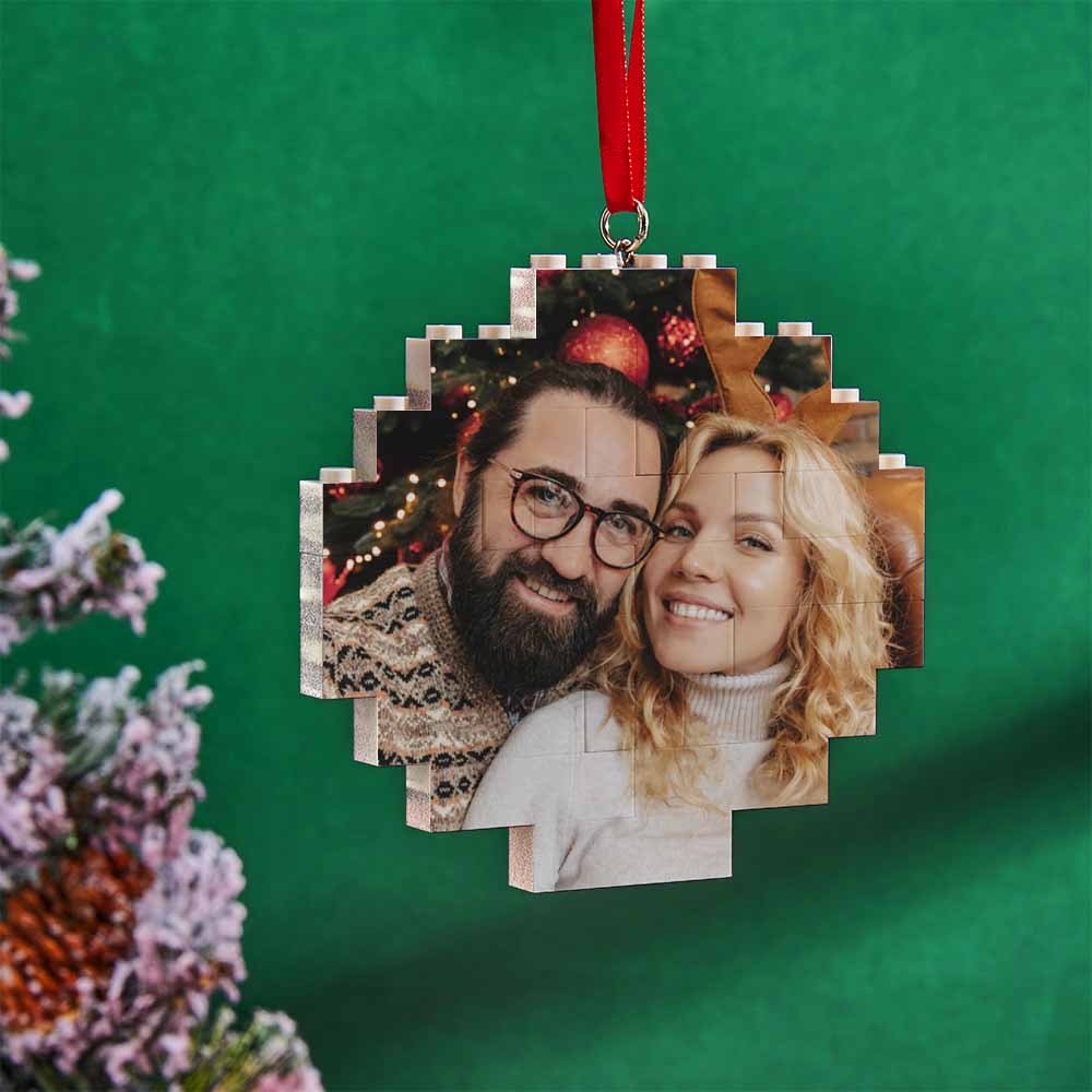 Christmas Ornament Custom Music Code Round Photo Block Personalized Building Brick - Yourphotoblanket