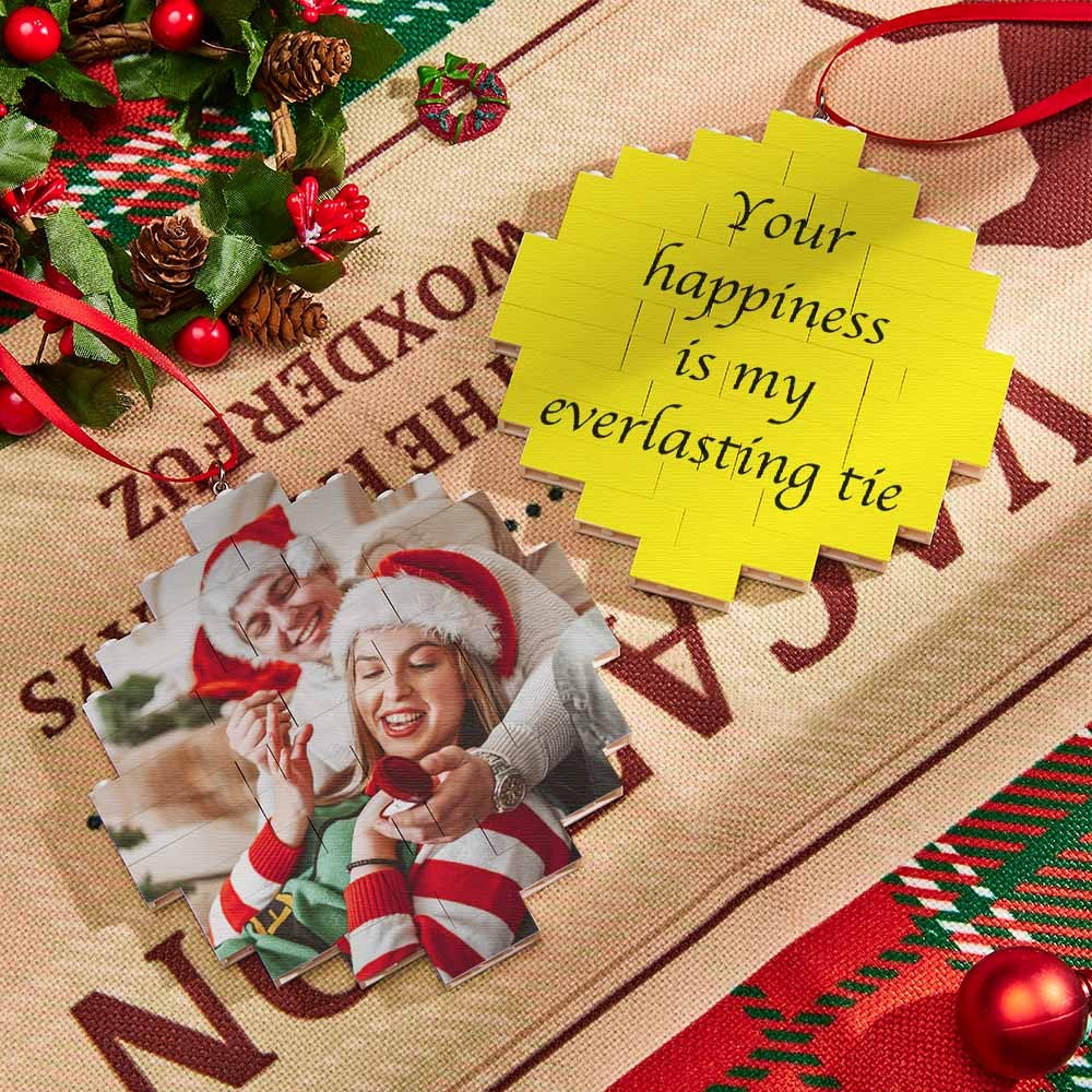 Christmas Ornament Custom Music Code Round Photo Block Personalized Building Brick - Yourphotoblanket