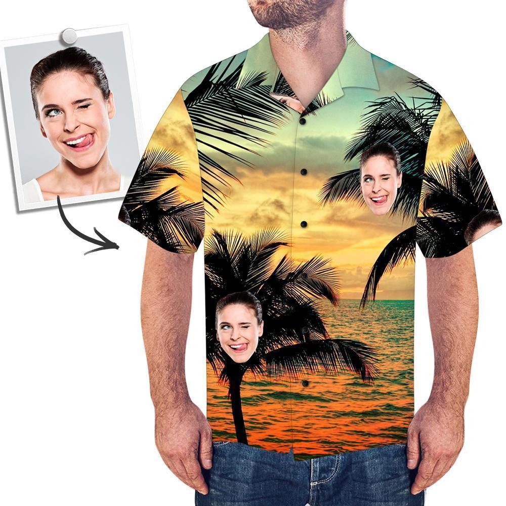 Custom Face Men's Hawaiian Shirt Tropical Style Sunset
