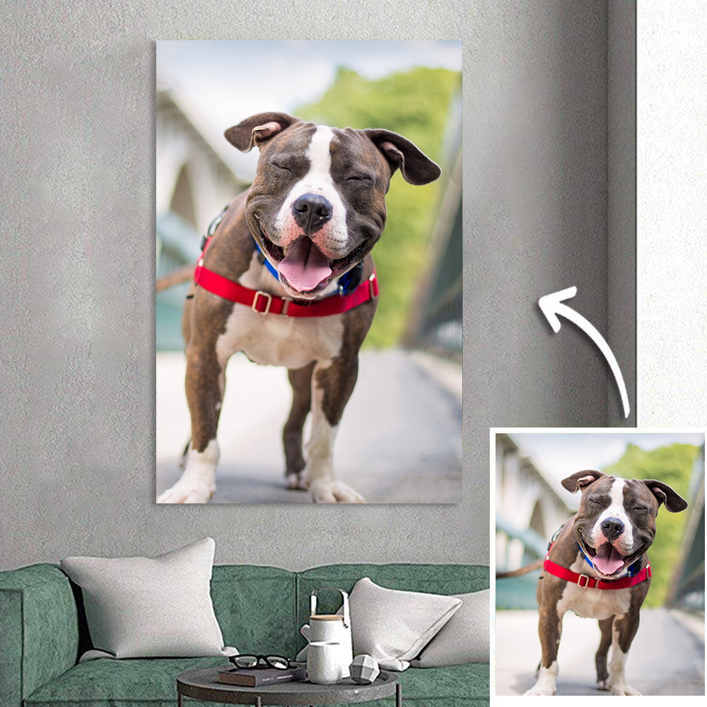 Custom Pet Photo Painting Canvas Personalized Wall Art Decor Unique Gift