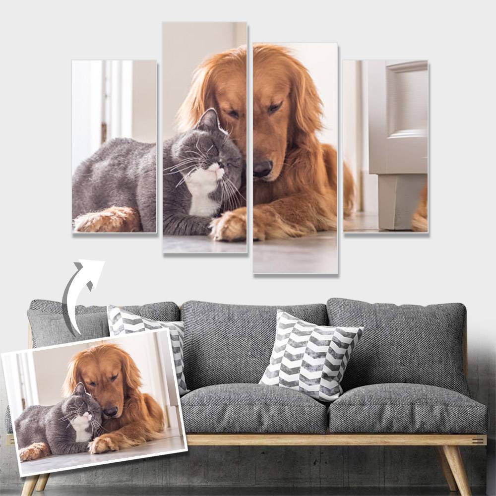 Custom Pet Photo Wall Decor Painting Canvas 4 pieces