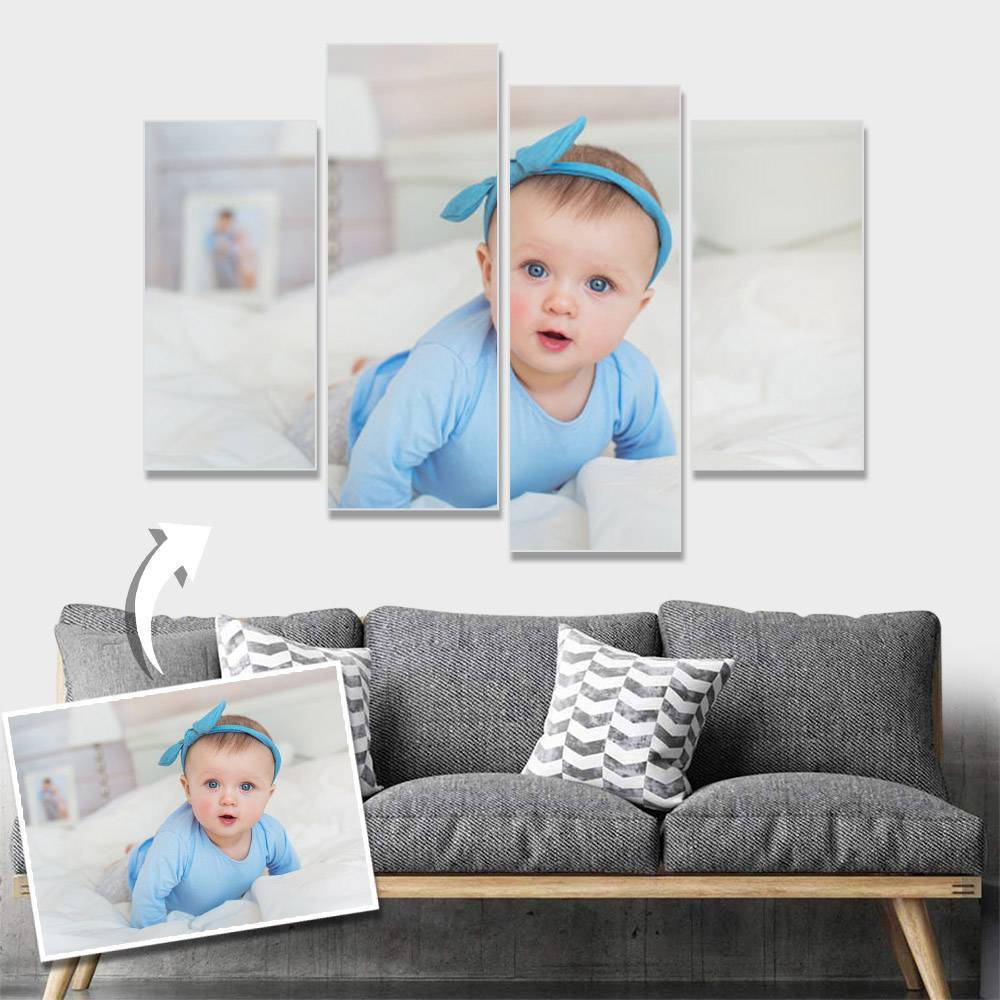 Custom Baby Photo Wall Decor Painting Canvas 4 pieces
