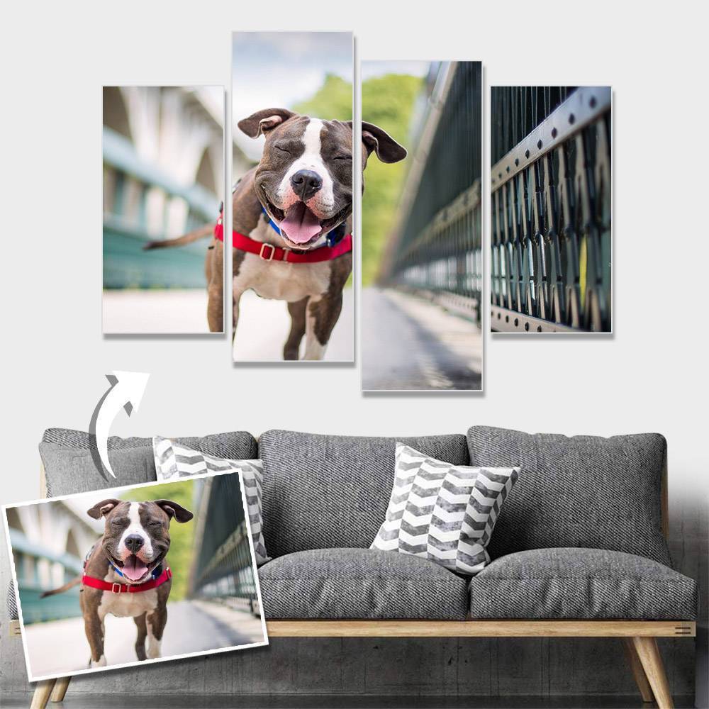 Custom Pet Photo Wall Decor Painting Canvas 4 pieces