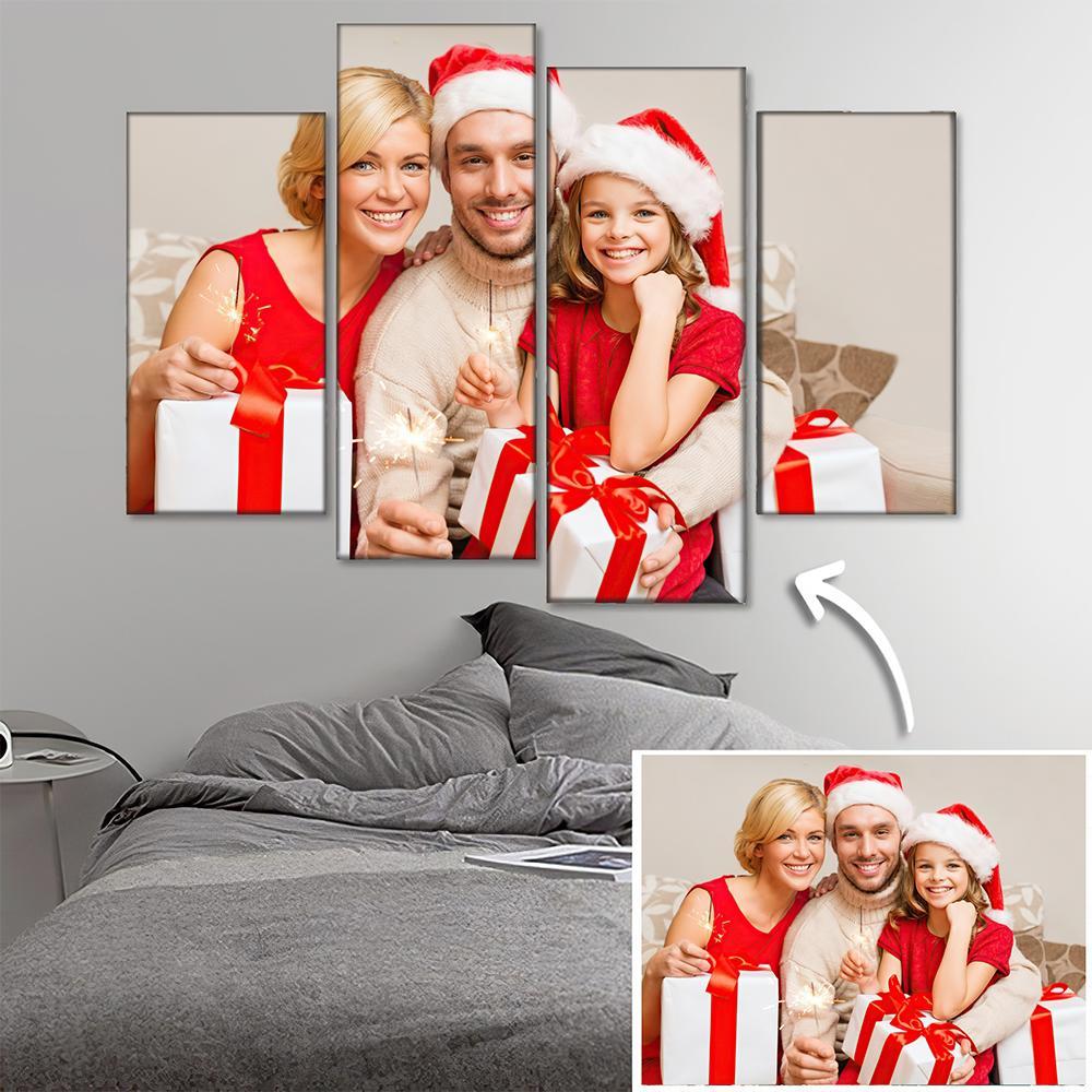 Custom Photo Wall Decor Painting Canvas 4 pieces Festival Gift For Family