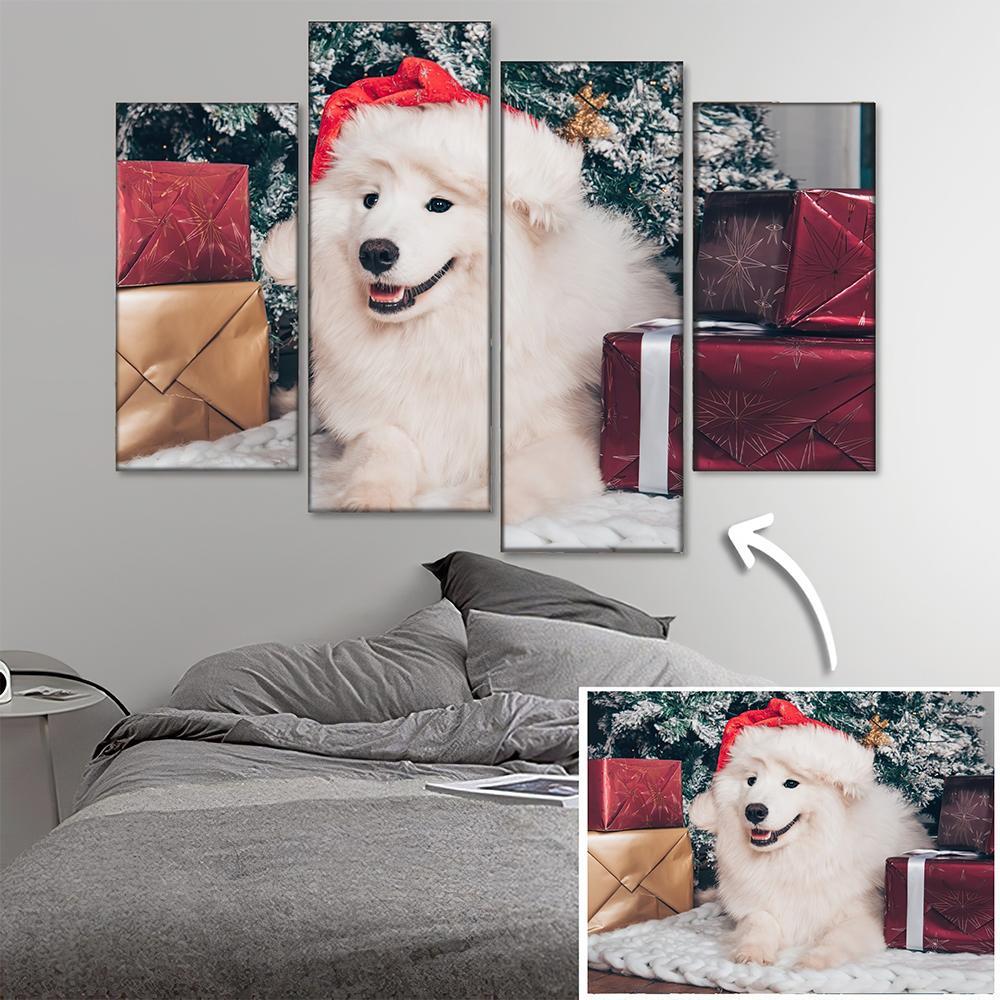 Custom Pet Photo Wall Decor Painting Canvas 4 pieces Festival Gift