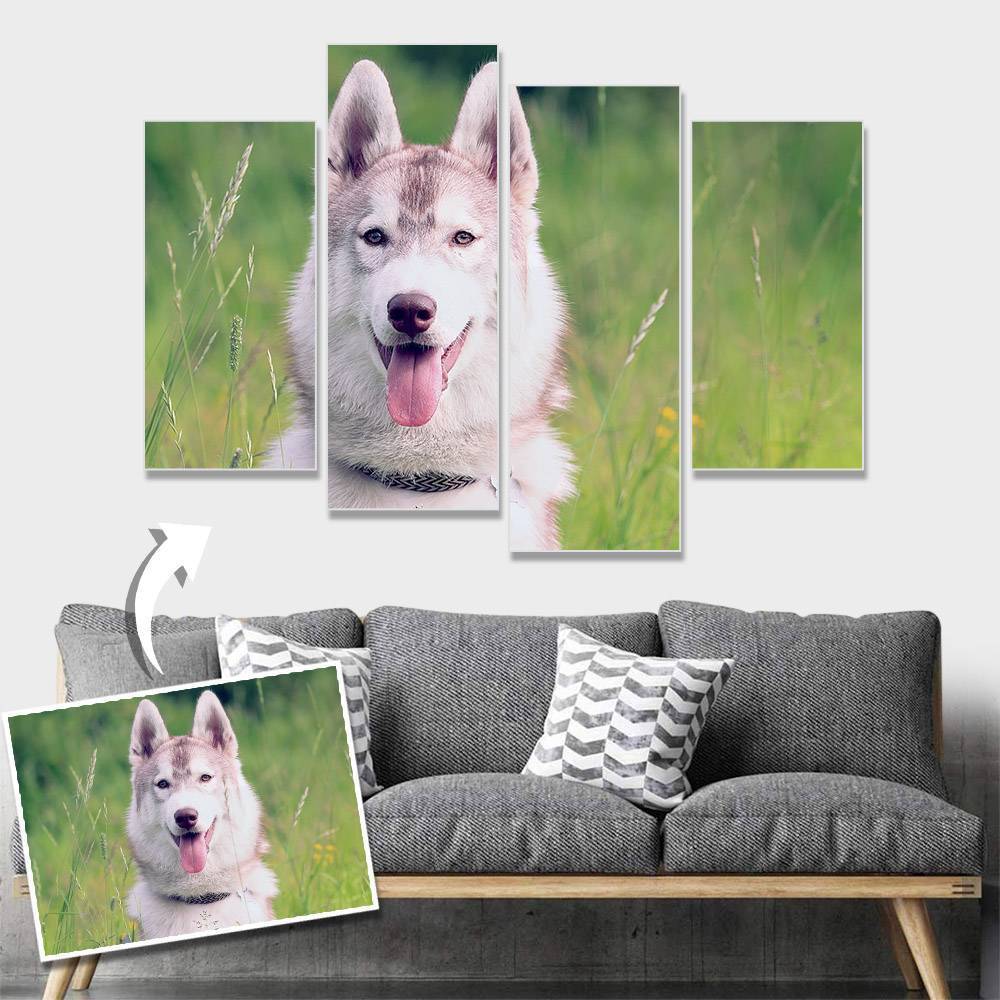 Custom Pet Photo Wall Decor Painting Canvas 4 pieces
