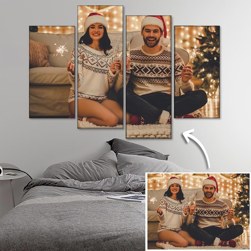 Custom Photo Wall Decor Painting Canvas 4 pieces  Festival Gift For Him