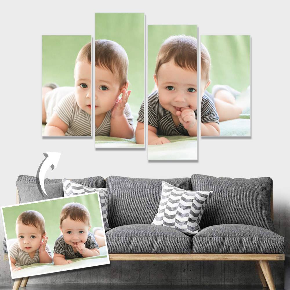 Custom Baby Photo Wall Decor Painting Canvas 4 pieces