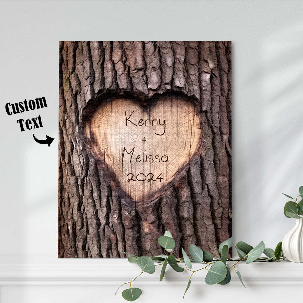 Custom Name Imitation Wood Grain Canvas Painting Personalized Romantic Couple Valentine Gifts - Yourphotoblanket