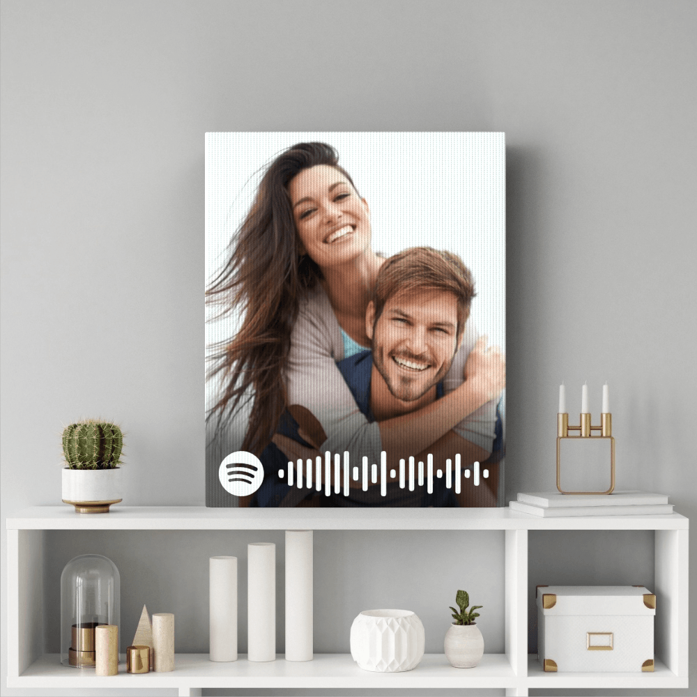 Anniversary Gift Spotify Code Personalized Photo Canvas Print Wall Art Decoration