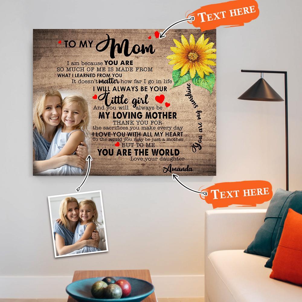 Custom Photo Wall Art Decor Personalized Name Painting Canvas Print - To My Mom