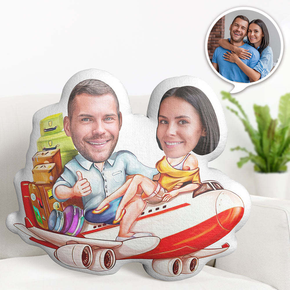 Valentine's Day Gift Custom Photo Pillow Personalized Face Pillow Customized Traveling Couple Pillow - Yourphotoblanket