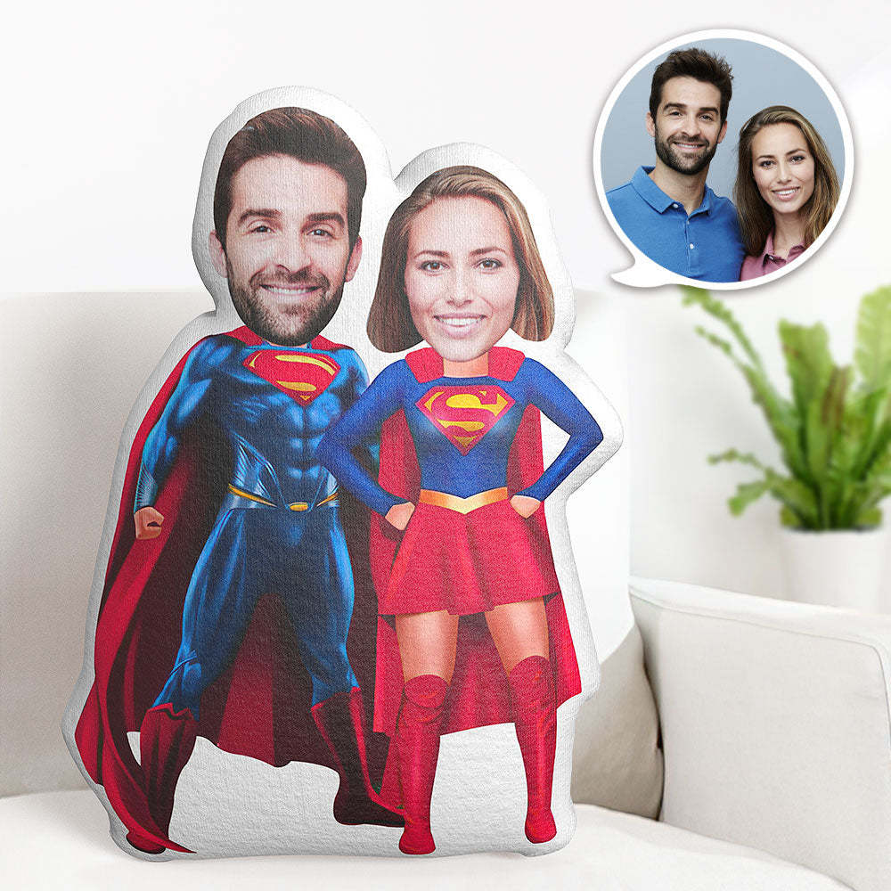 Valentine's Day Gifts Custom Superhero Pillow Personalized Face Pillow Customized Mr. and Mrs. Superman Pillow - Yourphotoblanket