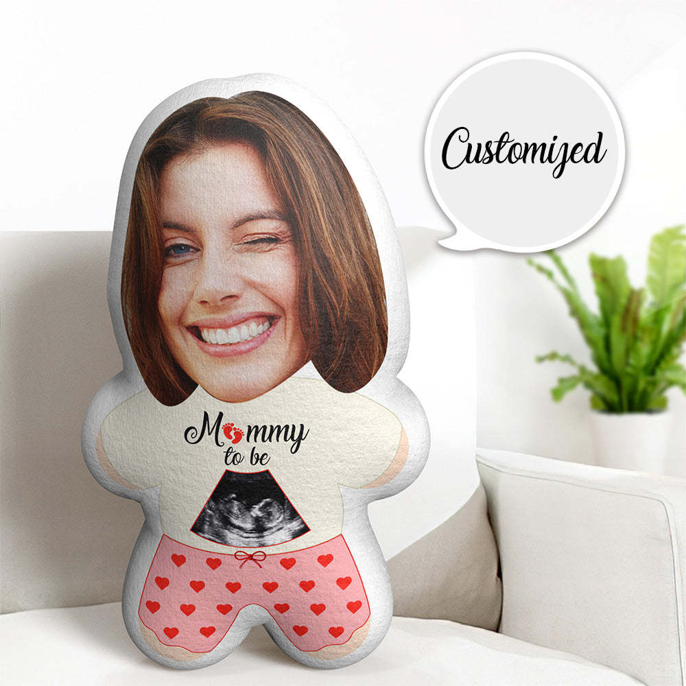Custom Face Minime Throw Pillow Personalized Ultrasound Photo Gifts for Mom Doll - Yourphotoblanket