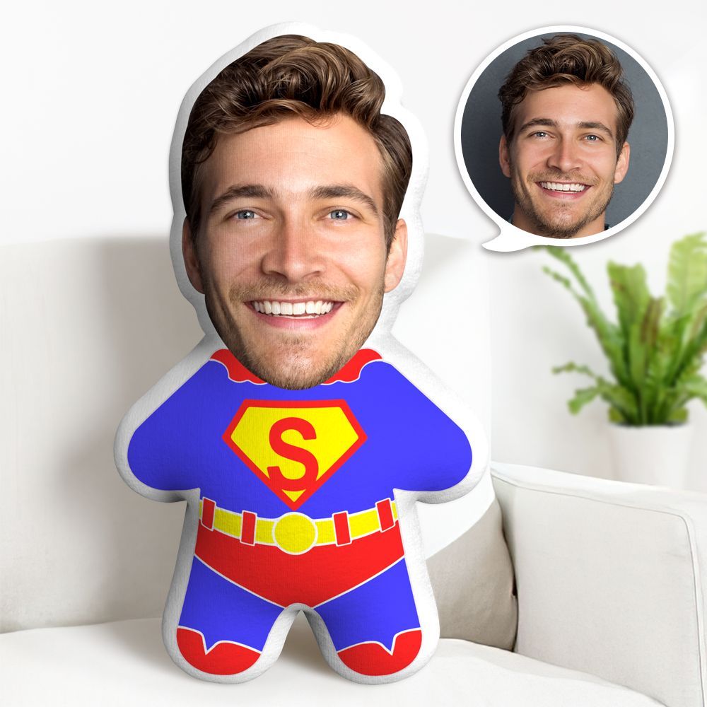 Superman Minime Throw Pillow Custom Face Gifts Personalized Photo Minime Pillow - Yourphotoblanket