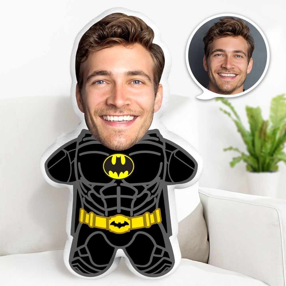 Batman Minime Throw Pillow Custom Face Gifts Personalized Photo Minime Pillow - Yourphotoblanket