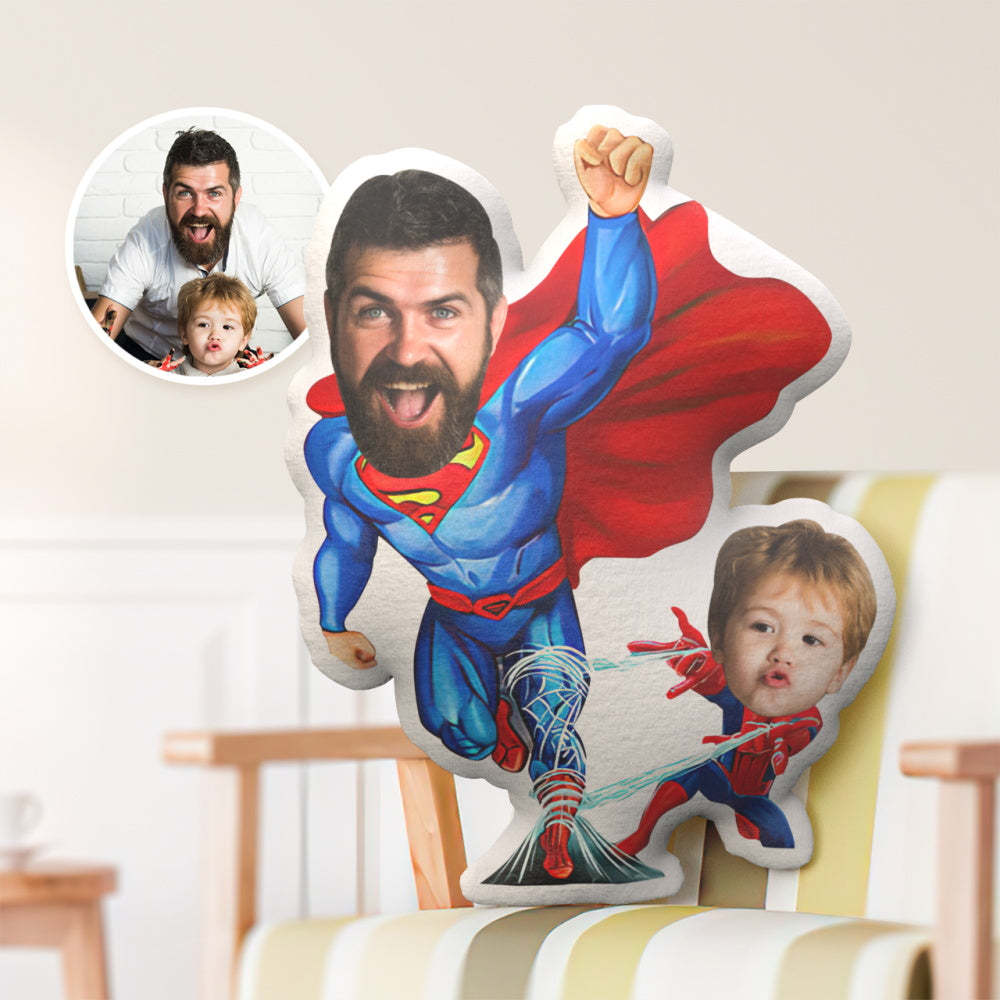 Father's Day Gift Custom Pillow Face Body Pillow Super Daddy with Spiderboy Style Face Pillow - Yourphotoblanket