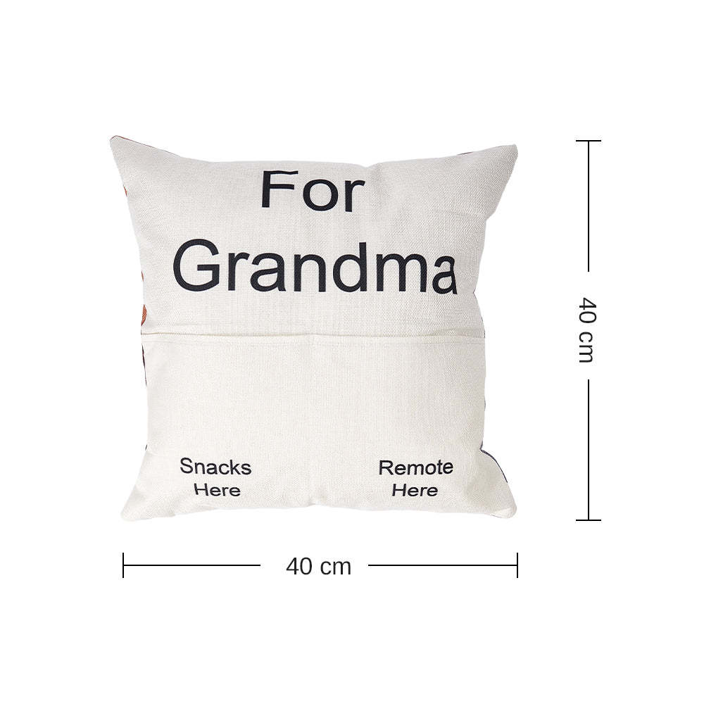Custom Photo Pillow Case Remote Pocket Pillow Cover Personalized Text for Father, Grandpa, Grandma - Yourphotoblanket