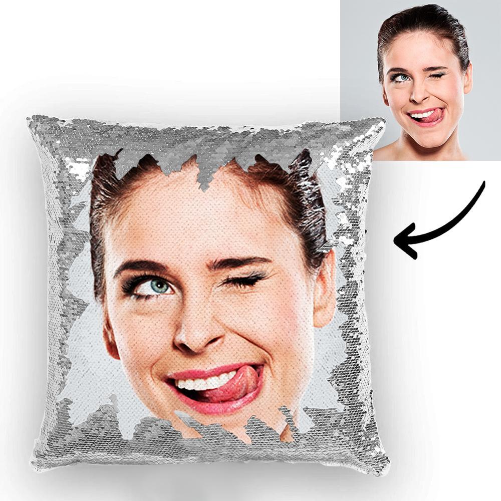 Perfect Women's Day Gifts - Custom Photo Magic Sequins Pillow Multicolor Sequin Cushion 15.75"*15.75"