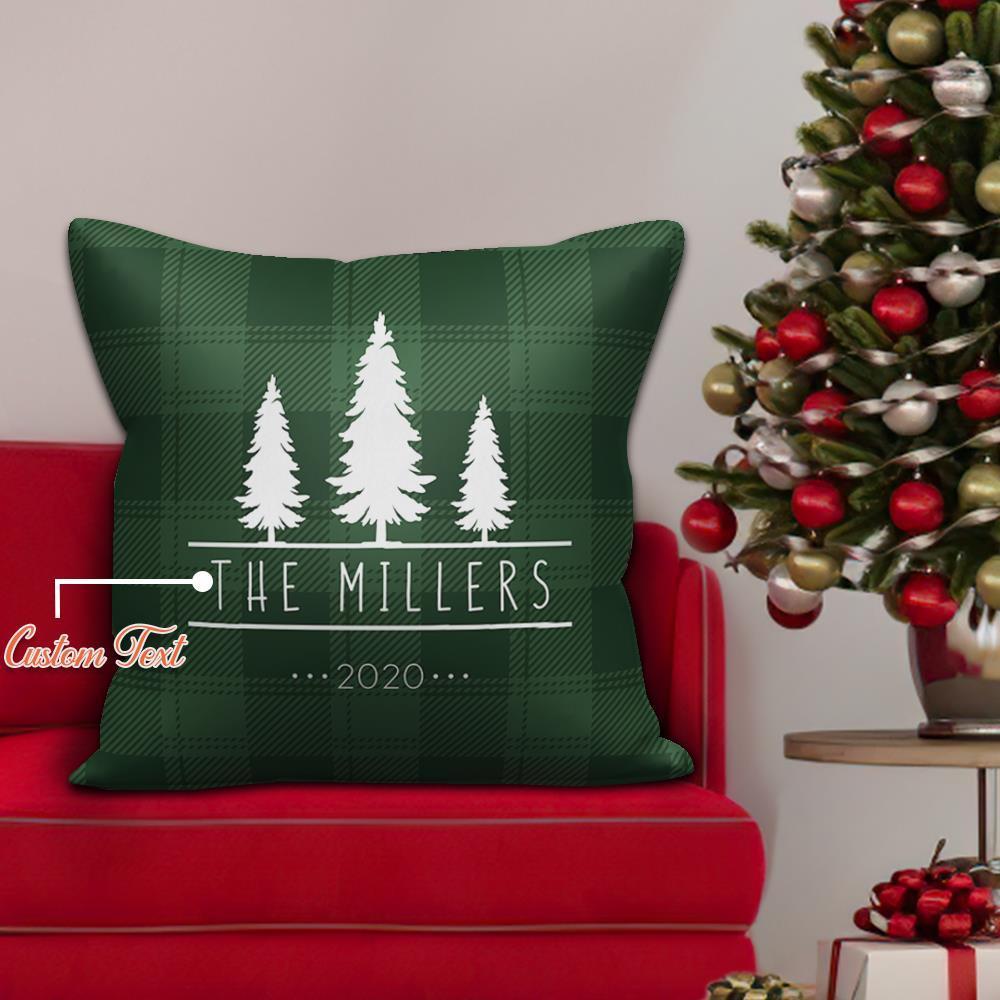 Holiday Gifts Personalized Pillow with Text Custom Holiday Tree Picture Pillow