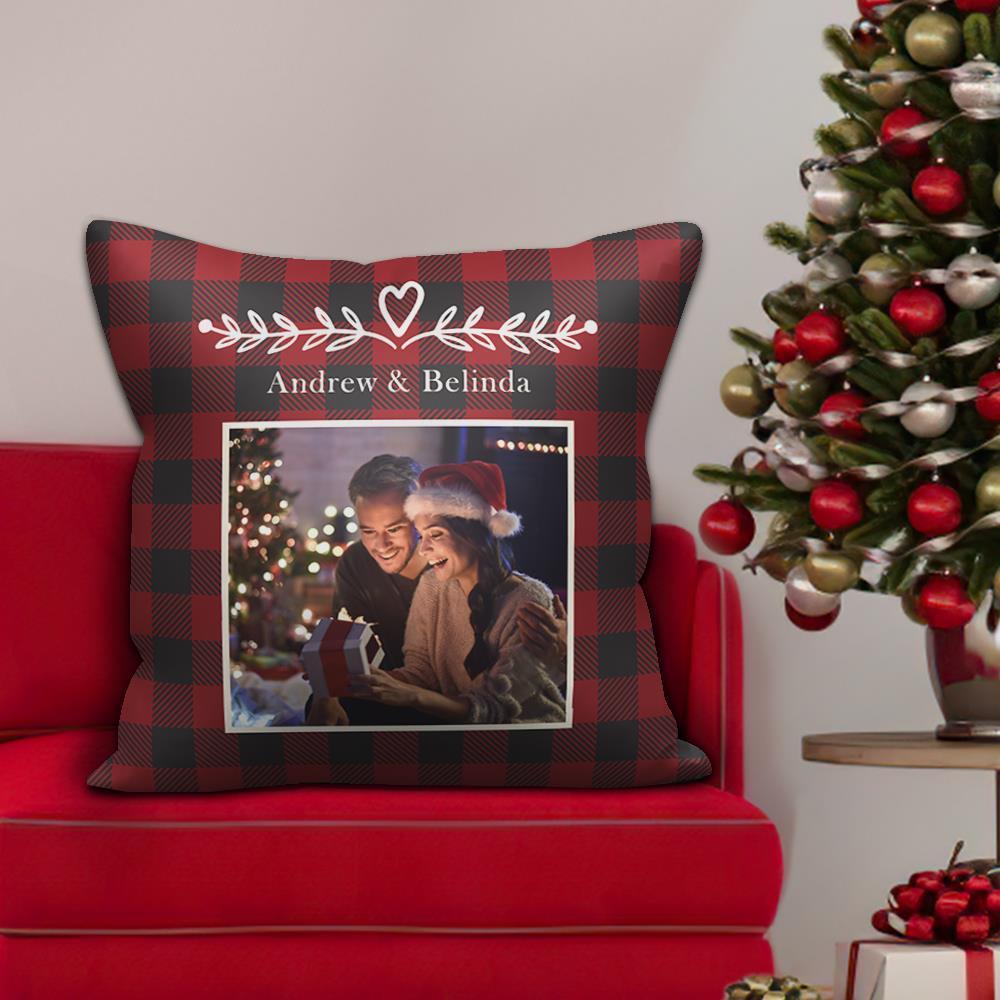 Personalized Couple Photo Pillow Custom Text Pillow Holiday Gifts for Him